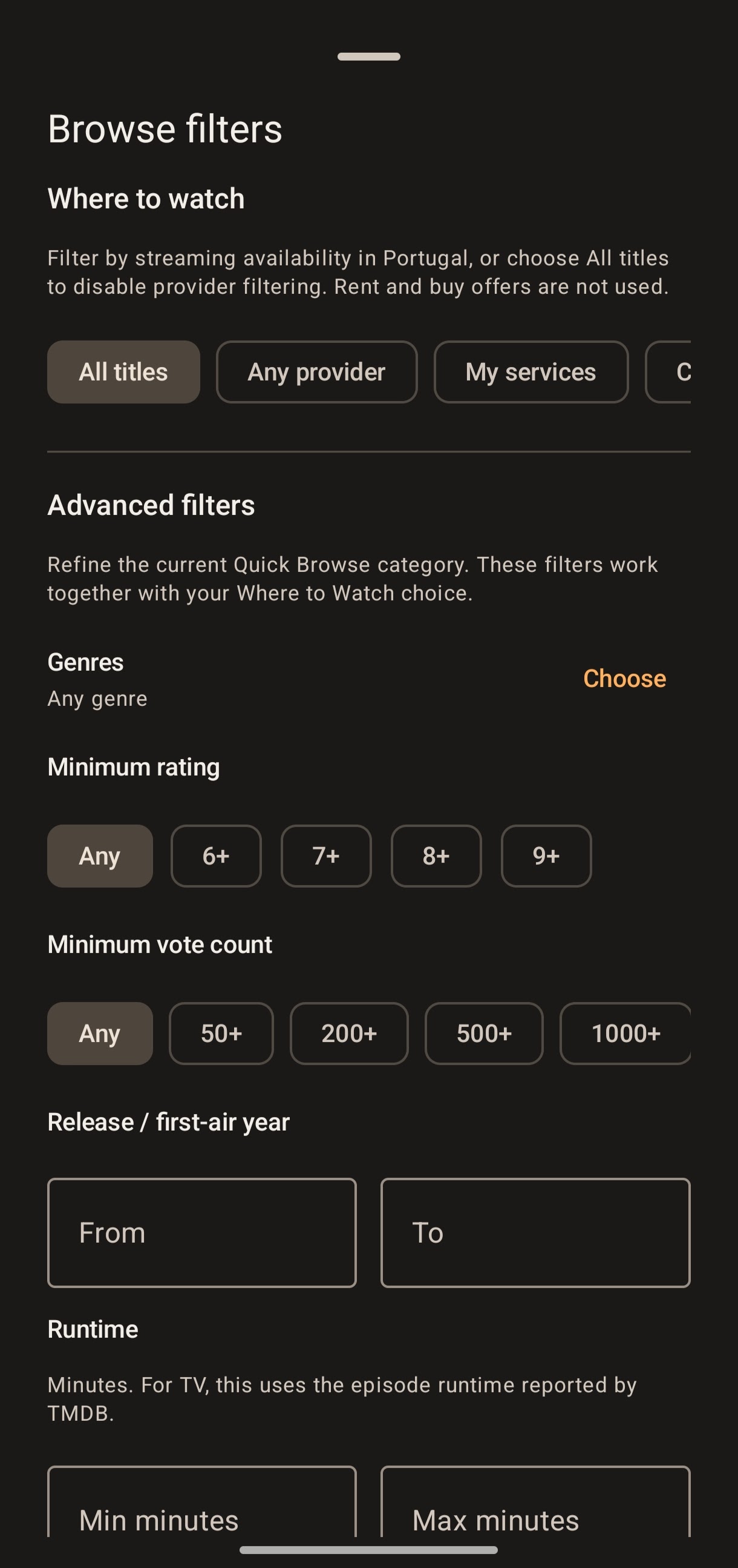 Series Organizer+ Android discovery filters
