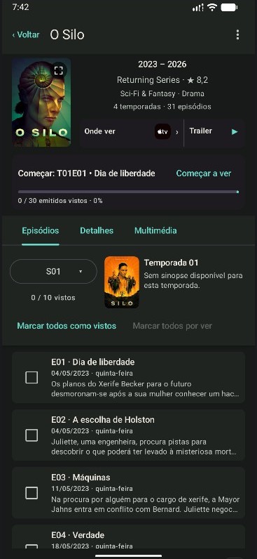 Detalhes de série no Series Organizer+